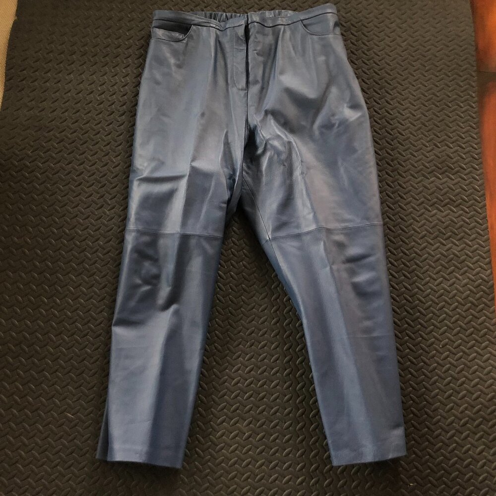 Terry Lewis Classic Luxuries Navy Blue Faux Leather Pants